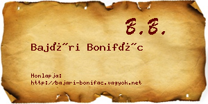 Bajári Bonifác névjegykártya